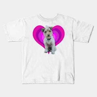 Gorgeous Jack Russell pup on a rainbow heart Kids T-Shirt